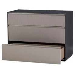 Kassia Matte Graphite And Grey 3 Drawer Chest -Housing Units Furniture Store c5dbdff3447fdb267abe2c41fe9eaea2