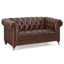 Balmoral Vintage Tabac Leather 2 Seater Sofa With Castors -Housing Units Furniture Store c62c217168ec22cc7c15af44bd1cc888