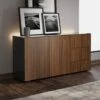 Frank Olsen Intelligent Black Gloss & Walnut 2 Door 3 Drawer Sideboard