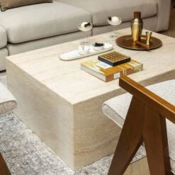 Marius Faux Travertine Coffee Table