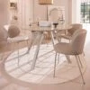 Odense Round Dining Table With 4 Odense Beige Dining Chairs