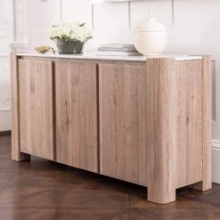 Tivoli Brushed Oak Sideboard With Marble Top