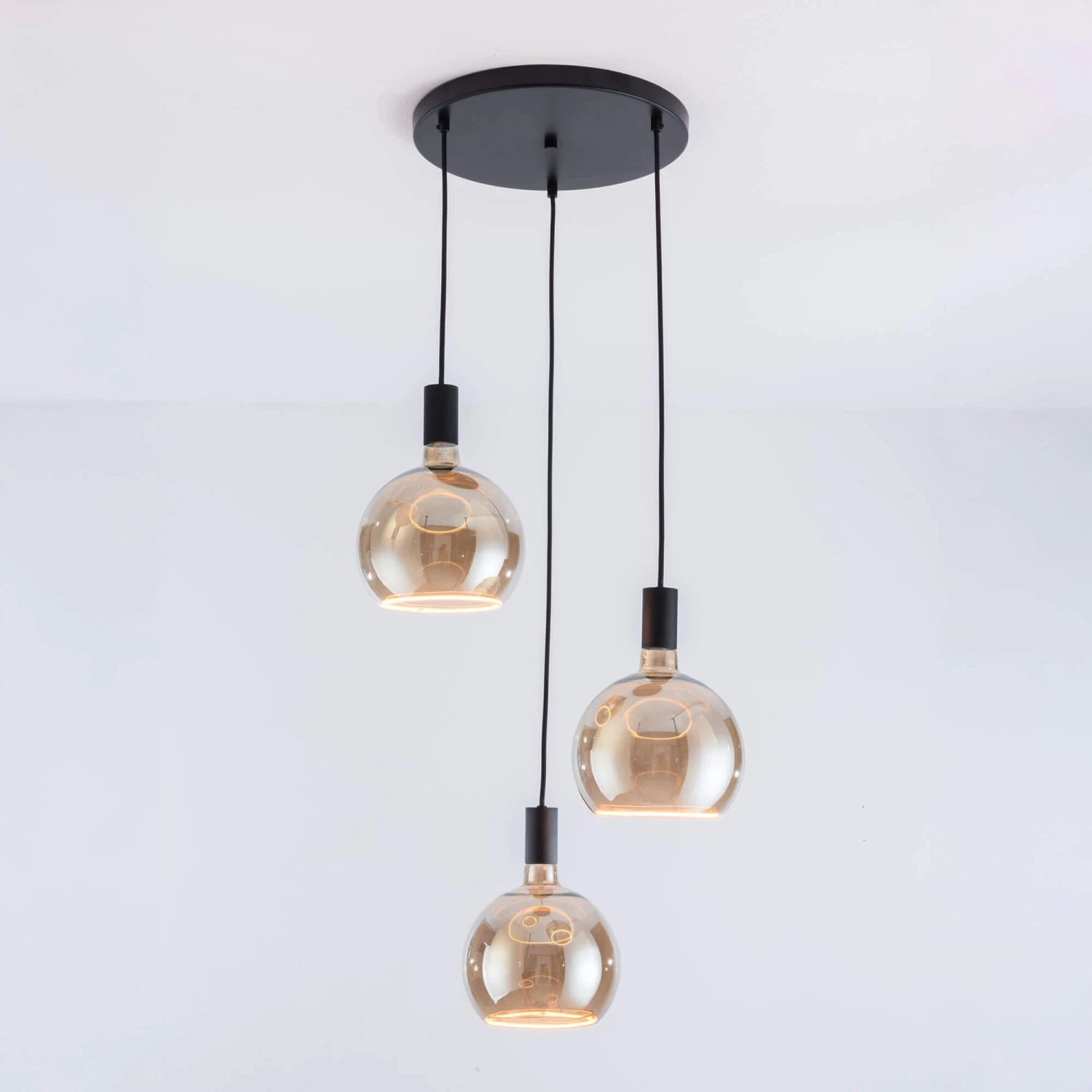 Aura Black & Smoked Glass 3 Light Pendant 1 Aura Black & Smoked Glass 3 Light Pendant