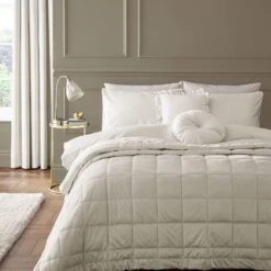 Catherine Lansfield Kingsley Matt Velvet Cream Quilted Bedspread -Housing Units Furniture Store caf48d27f22f8b1756321f10eedc6f7e