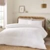 Catherine Lansfield Crinkle Seersucker White Superking Duvet Set