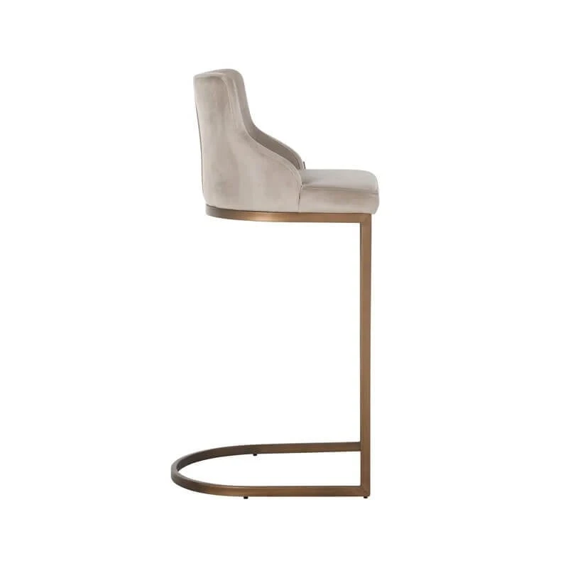 Bamaya Beige Velvet Bar Stool 4 Bamaya Beige Velvet Bar Stool - Image 4