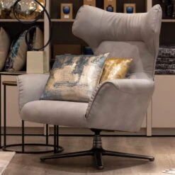 Casper Grey Fabric Swivel Chair