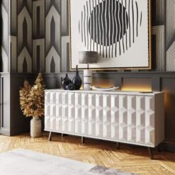 Frank Olsen Elevate White LED & Wireless Charging Sideboard