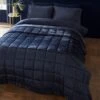 Catherine Lansfield Kingsley Matt Velvet Navy Quilted Bedspread