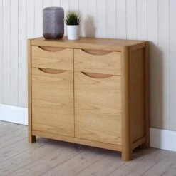 Stockholm Light Oak Compact 2 Door 2 Drawer Sideboard