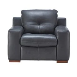 Silvio Charcoal Grey Leather Armchair