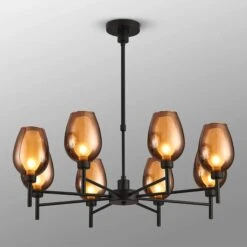 Delia Black & Copper 8 Light Pendant