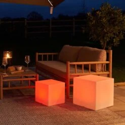 Cube Colour Changing 38cm Outdoor Floor Lamp