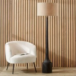 Black Wood Tall Neck Floor Lamp Base
