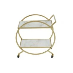 Allora 2 White Marble Tier Gold Drinks Trolley