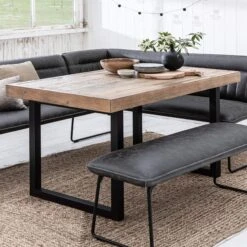 Malmo Reclaimed Timber 135cm Dining Table, Clarence Grey Right-Hand Corner & Single Bench -Housing Units Furniture Store d5aa32f707fcae381eecf123d845250e 1