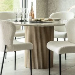 Rochelle 120cm Round Mango Wood & Marble Dining Table