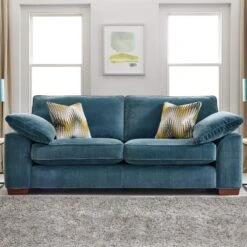Leandra Blue Fabric 3 Seater Sofa