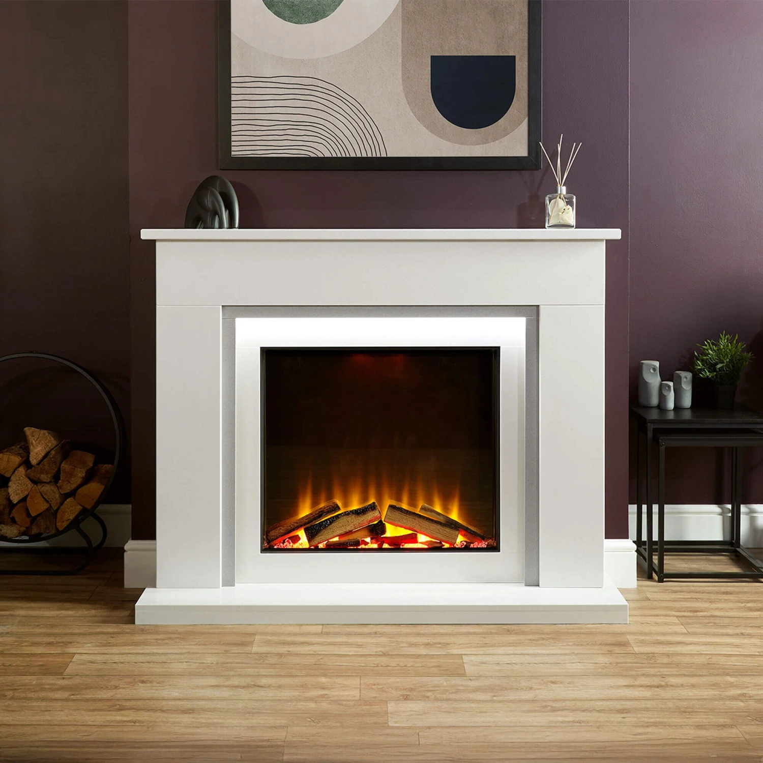 Basila White Marble Electric Fireplace Suite 1 Basila White Marble Electric Fireplace Suite