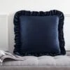 Catherine Lansfield Matt Velvet Navy Double Frill Cushion