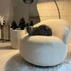 Rondo Ivory Boucle Fabric Swivel Chair