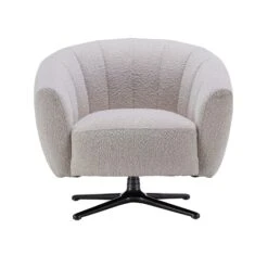 Gisele Ivory Boucle Fabric Swivel Chair