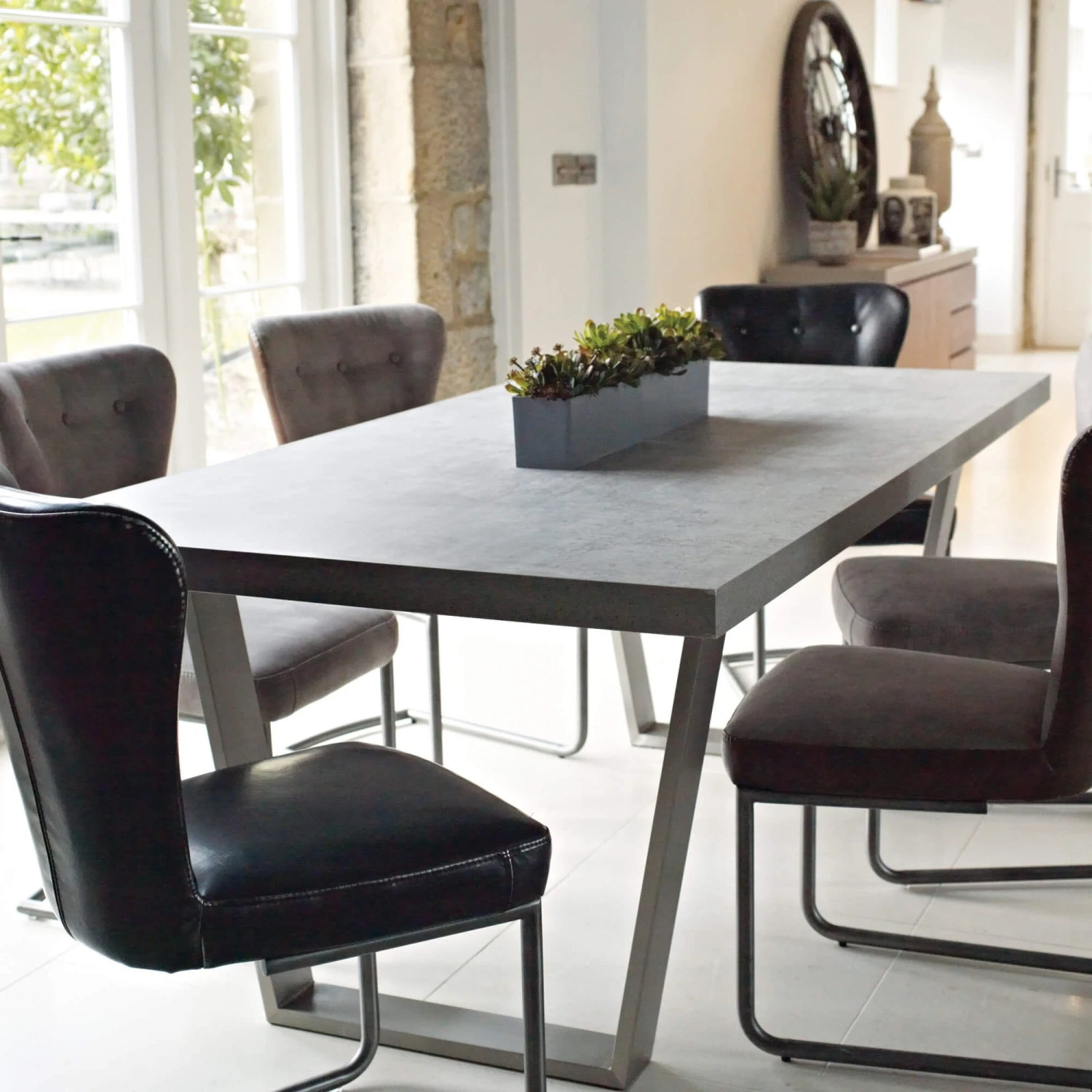 Caspian Grey Concrete-Effect 160cm Dining Table 5 Caspian Grey Concrete-Effect 160cm Dining Table - Image 5