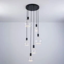 Aura Black 6 Light Ceiling Plate