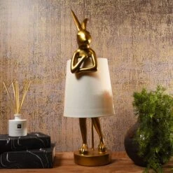 Gold Modest Rabbit 68cm Table Lamp With White Shade -Housing Units Furniture Store da7e9f33d6a67ab72878881f3552386e 1