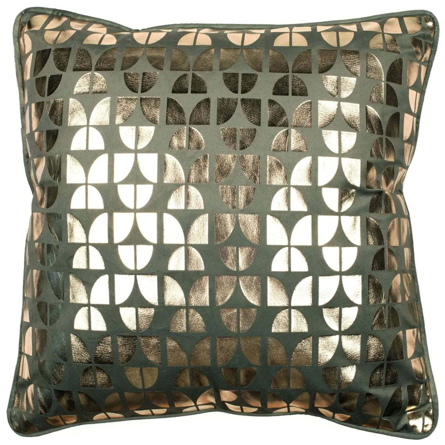Sage & Gold Geometric Velvet Cushion 1 Sage & Gold Geometric Velvet Cushion