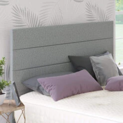 Hampshire 150cm Kingsize Tweed Grey Fabric Half Headboard