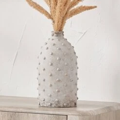 Kali Dot Light Grey Textured Stoneware Vase -Housing Units Furniture Store dbb8b7900311a90dcb9502ed1d1bc26b