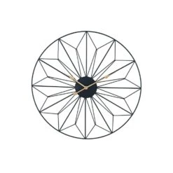 Pacific Black & Gold Metal Geometric Design Round Wall Clock