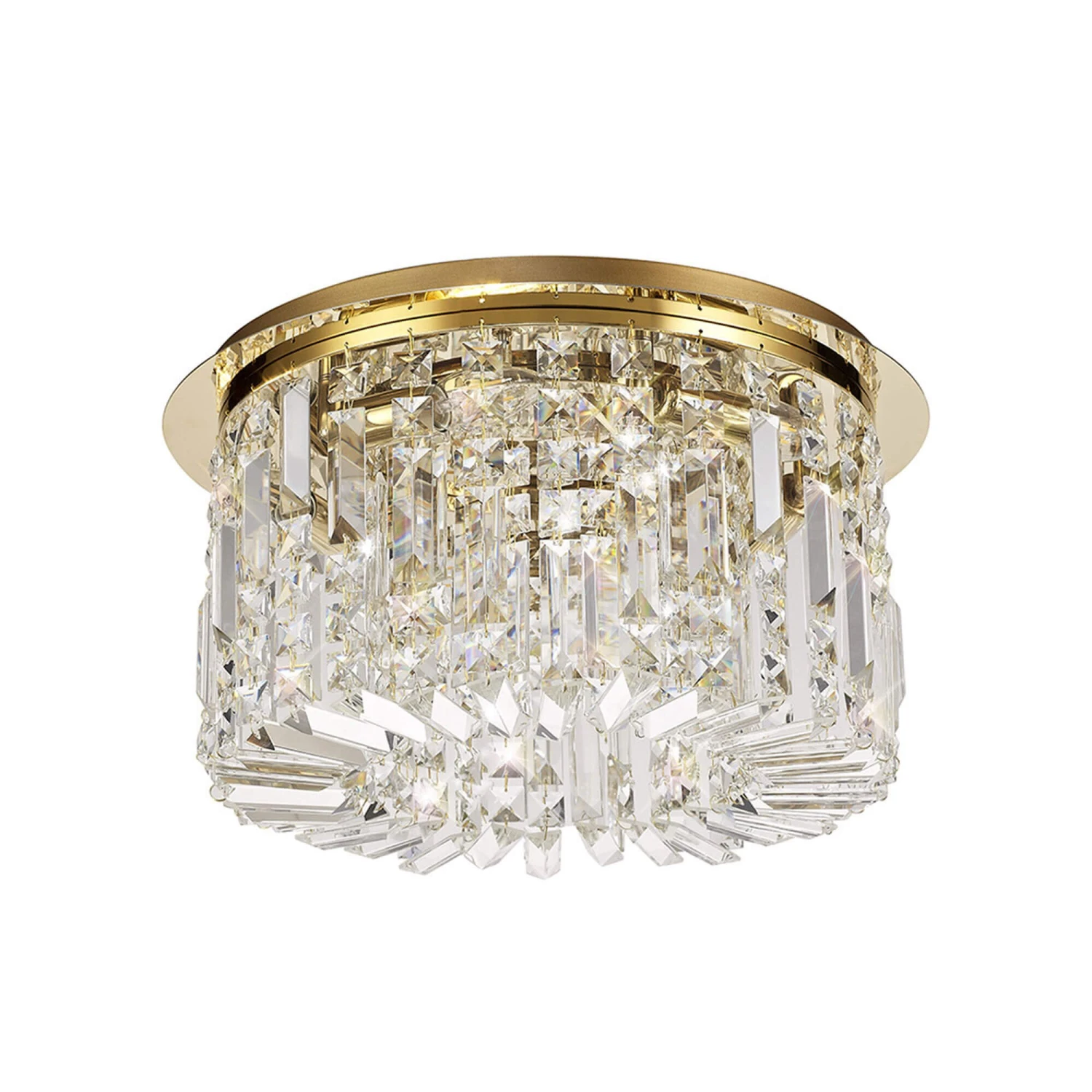 Dynasty Gold & Crystal 5 Light Flush Chandelier 2 Dynasty Gold & Crystal 5 Light Flush Chandelier - Image 2