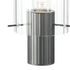 Lino Ribbed Dark Grey & Clear Wide Line Table Lamp -Housing Units Furniture Store df430d6c10174a2669b989d39daf747d