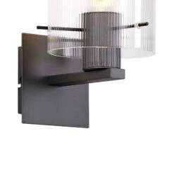Lino Ribbed Dark Grey & Clear Narrow Line Glass Wall Light -Housing Units Furniture Store e1a5a4c3c95a23bf38f503820d510a4f