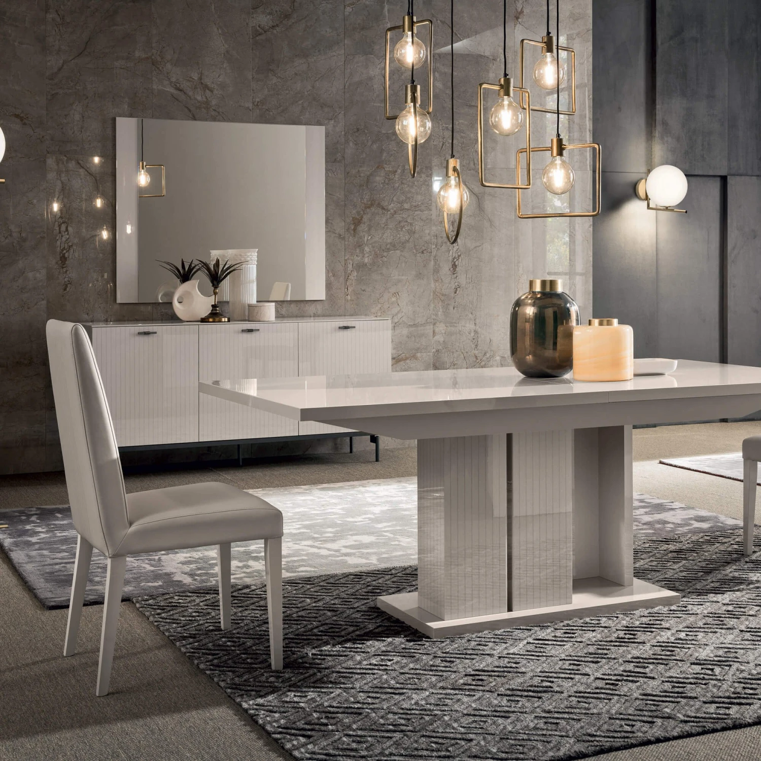 Caren High Gloss Pearl Line 214cm 3 Door Sideboard 6 Caren High Gloss Pearl Line 214cm 3 Door Sideboard - Image 6