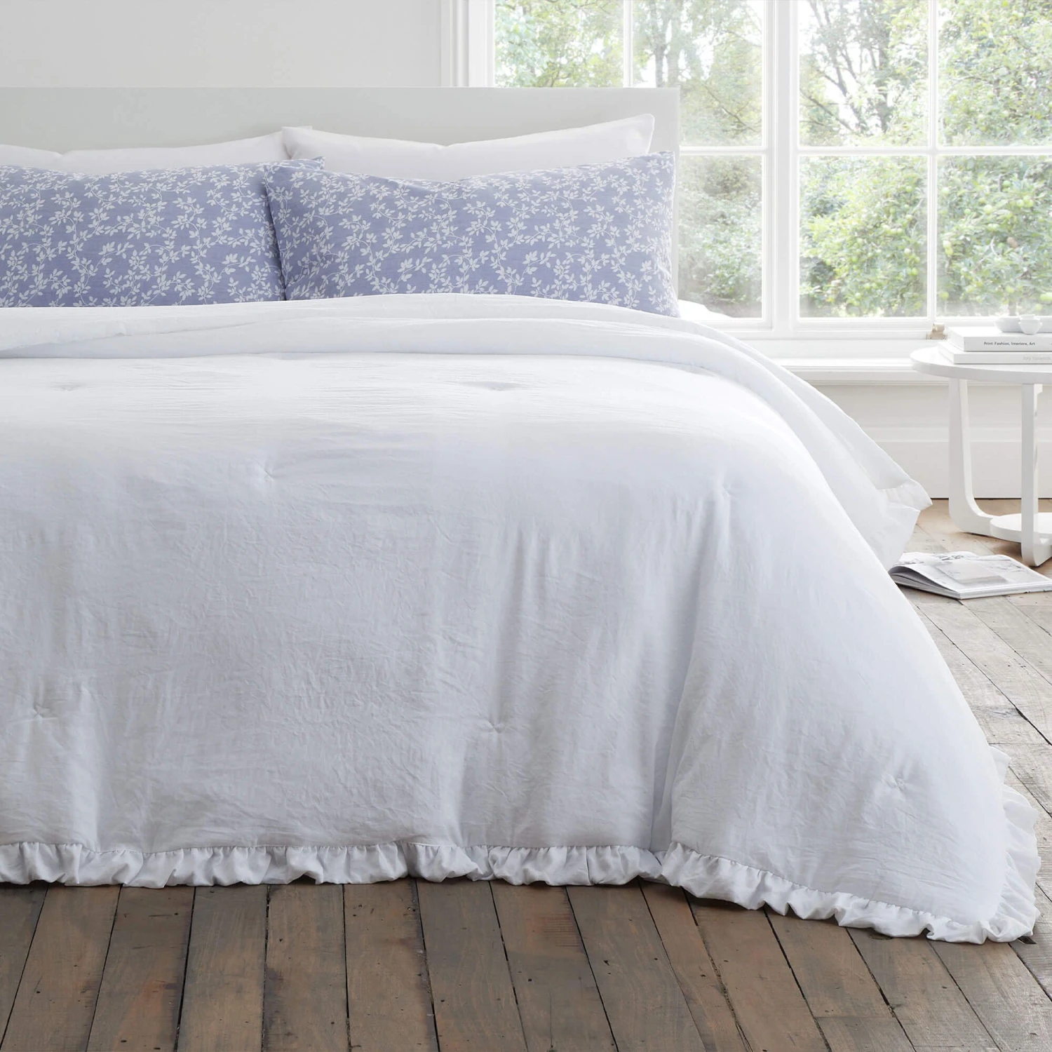 Bianca Soft Washed Frill 220cm X 230cm White Bedspread 1 Bianca Soft Washed Frill 220cm X 230cm White Bedspread