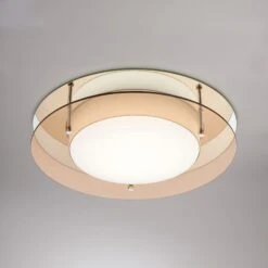 Button Amber & Mirror LED Flush Ceiling Light