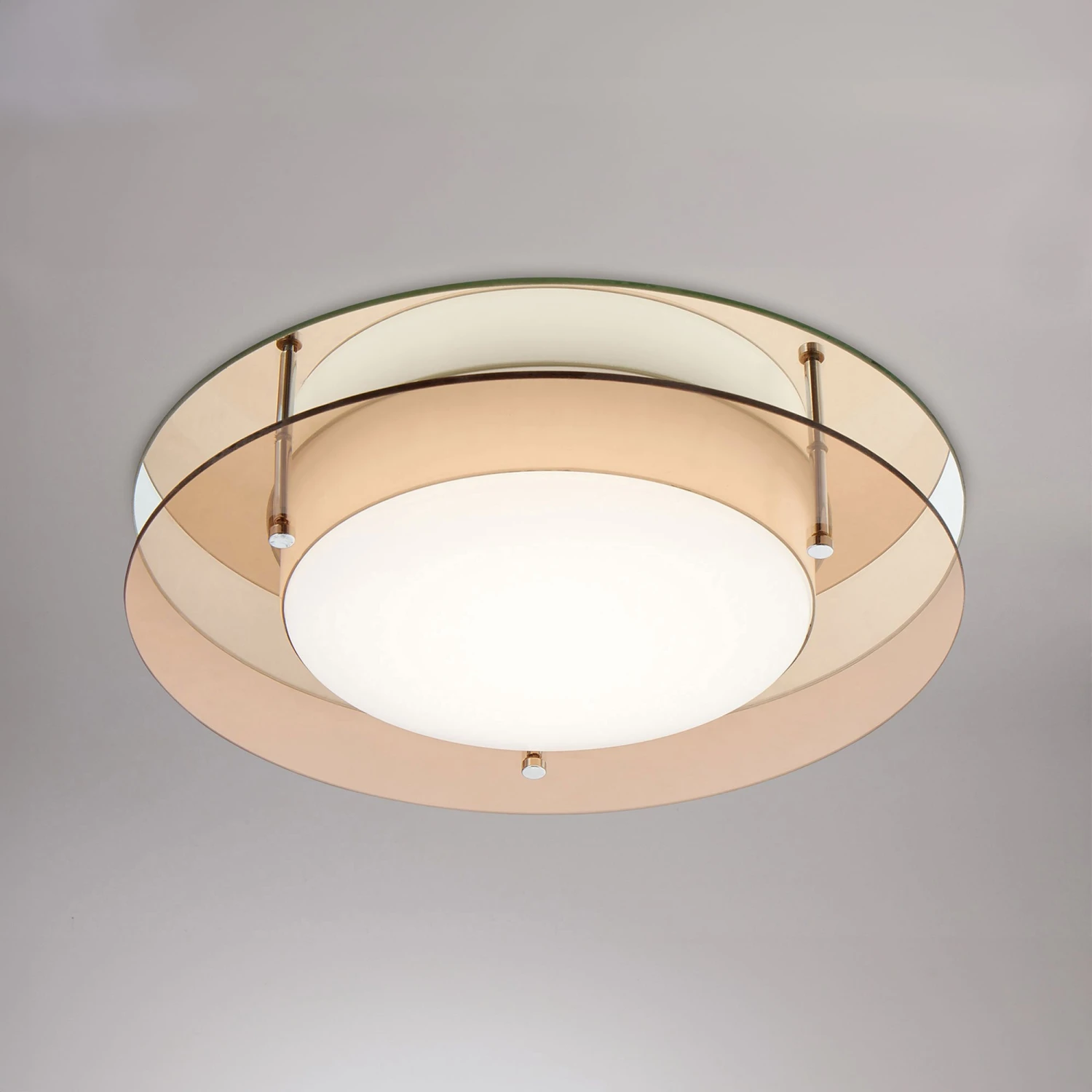 Button Amber & Mirror LED Flush Ceiling Light 1 Button Amber & Mirror LED Flush Ceiling Light