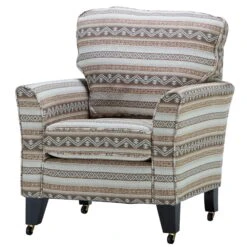 Greta Toffee Stripe Fabric Accent Chair