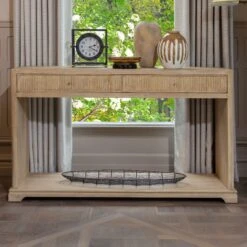 Linea 2 Drawer Elm Wood Console Table