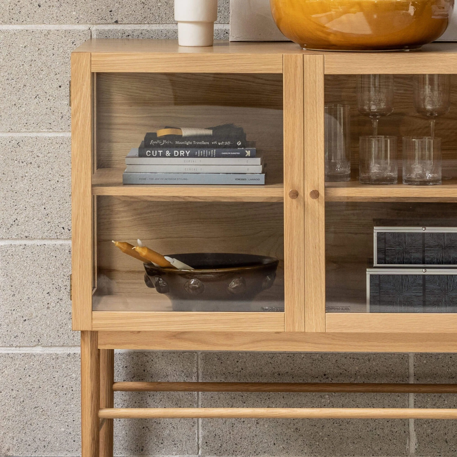 Aarhus Natural Oak And Glass Sideboard 3 Aarhus Natural Oak And Glass Sideboard - Image 3