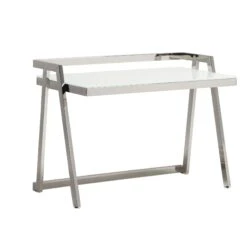 Belford White Glass Top Office Desk