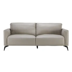 Lariano Light Grey Leather 3 Seater Sofa