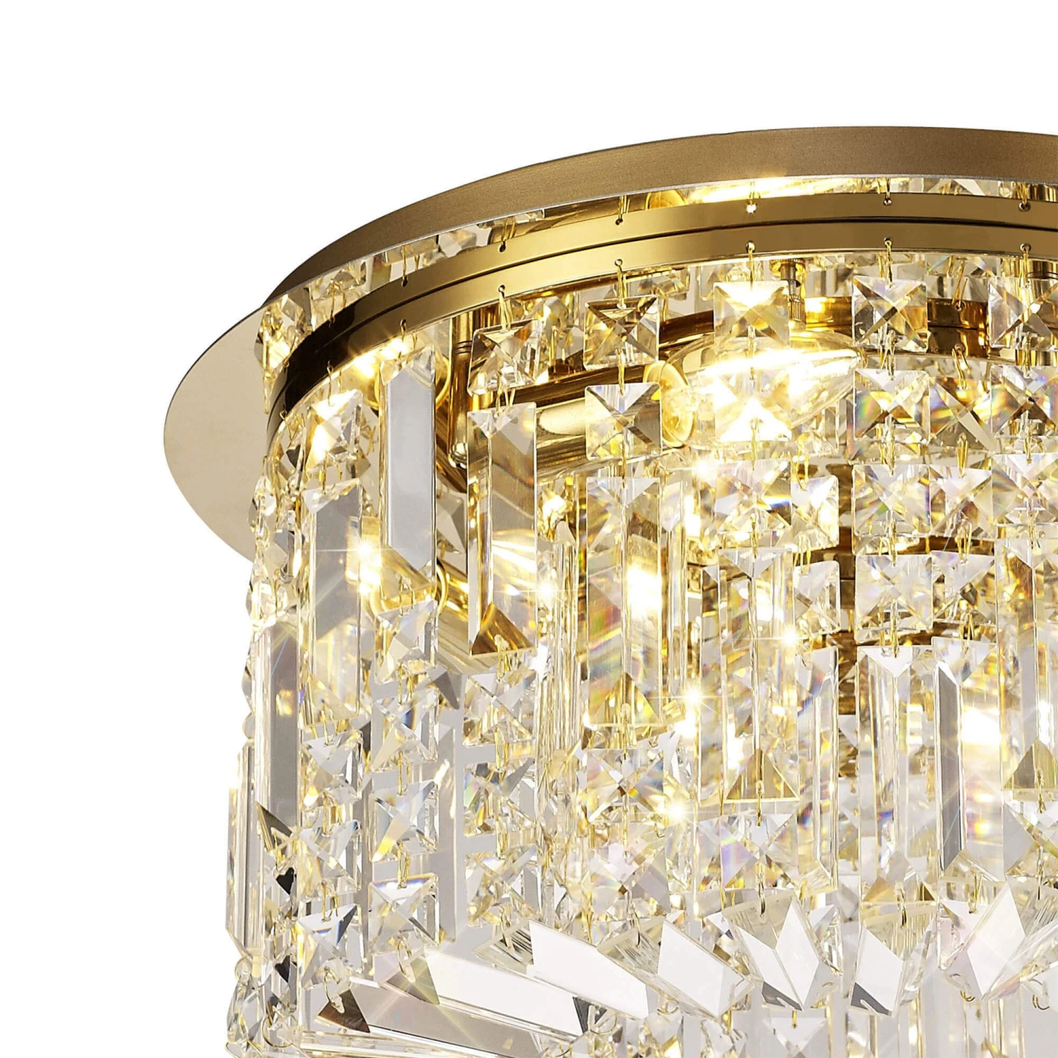 Dynasty Gold & Crystal 5 Light Flush Chandelier 3 Dynasty Gold & Crystal 5 Light Flush Chandelier - Image 3