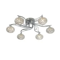 Leimo Polished Chrome 6 Light Flush Ceiling Light