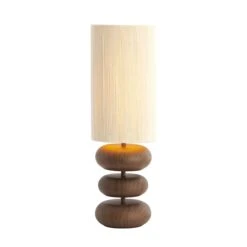 Danialo Dark Wood Effect 67.5cm Table Lamp With Cream Rope Shade