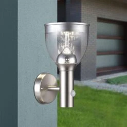 Solar Steel Motion Sensor LED Outdoor Wall Lamp
