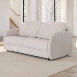 Bopy Cream Fabric 3 Seater Sofa Bed